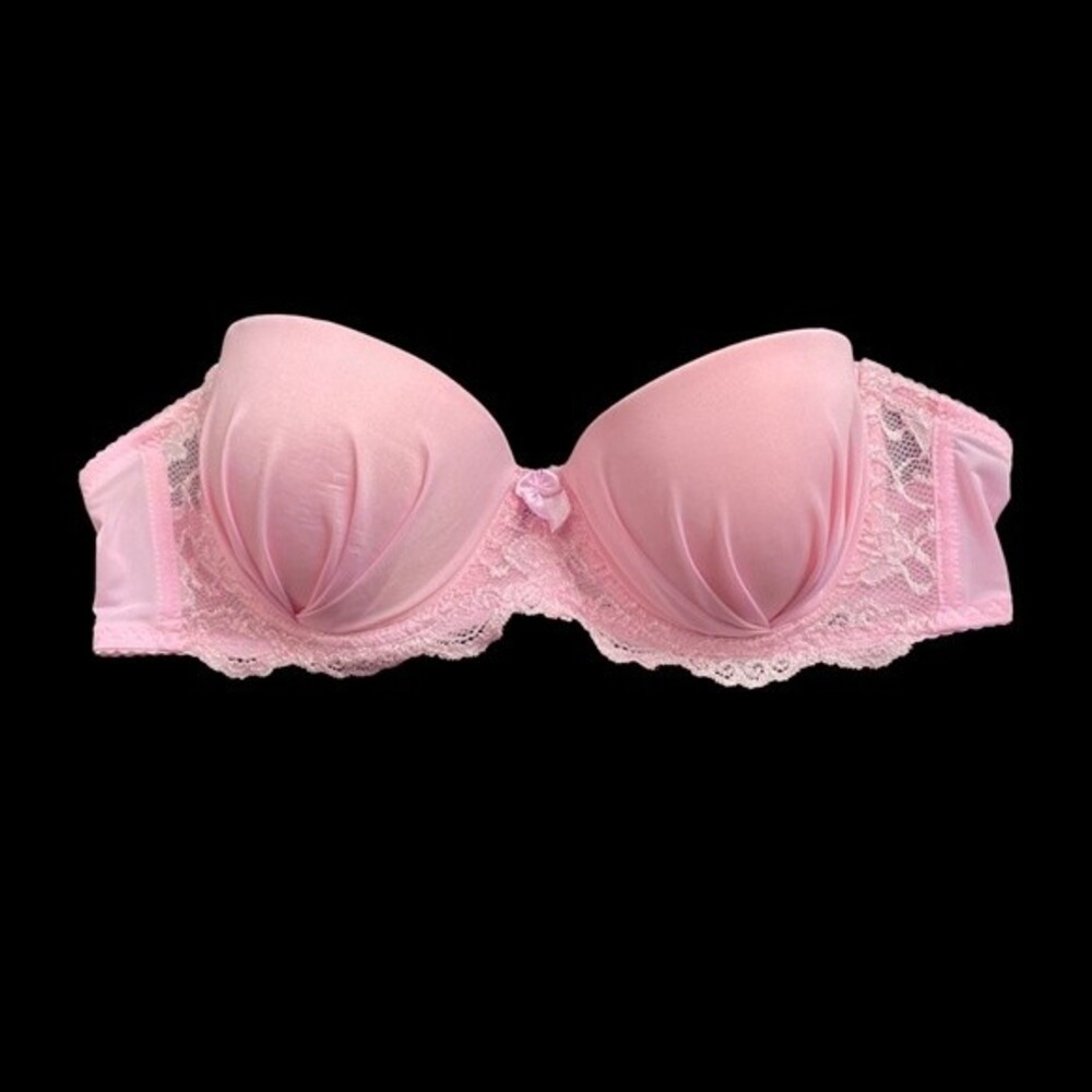 Women strapless bra light pink size 36C with lace
